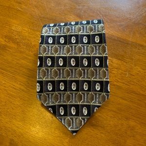 Pierre Cardin All Silk 100% Tie Brown Patterned